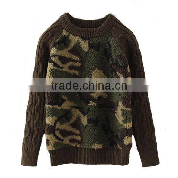 Army Green Round Neck Boys Combat Pullover Sweater