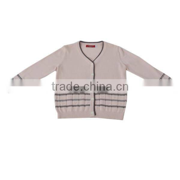 2014 V-neck cotton girl stripes cardigan sweater