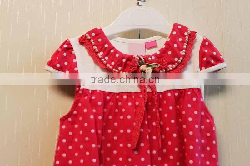 Wholessale Fashion Baby Polka Dot Dress Set Cap Sleeve Summer Dress 2 Pcs Set TP-7955