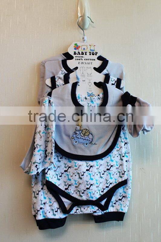 Wholesale Simply Style New Born Winter Clothing Set Winter Printed Knitted 8 Pcs Set For Boys 8TB1-39