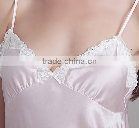 Custom ladies nightgown, sexy V-neck lace-trim chemise