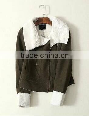 Runwaylover EY1023C Hot Sale 2016 Women Fashion Fur Collar Wool Jackets