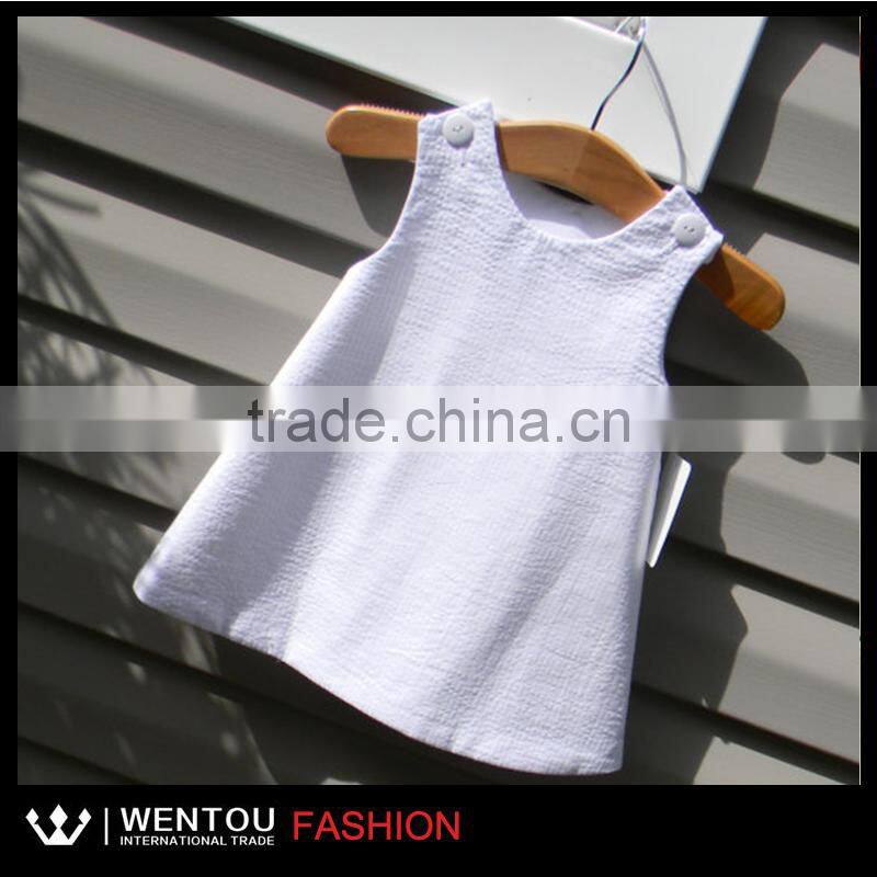 Monogrammed Stripe Girls White Seersucker Dress