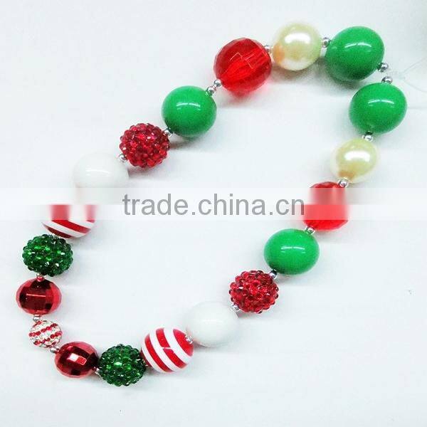 Christmas Baby Bubblegum Beaded Necklace