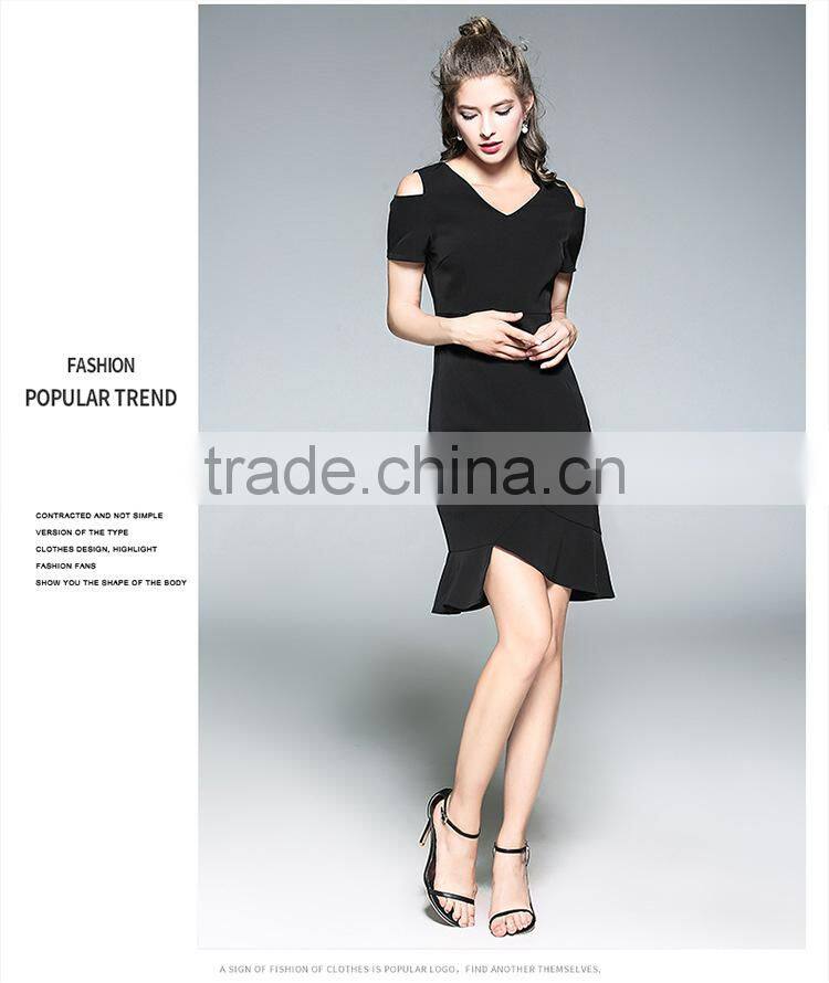 Dressing sexy for women party specital occasion round-color black solid color Fishtail dresses