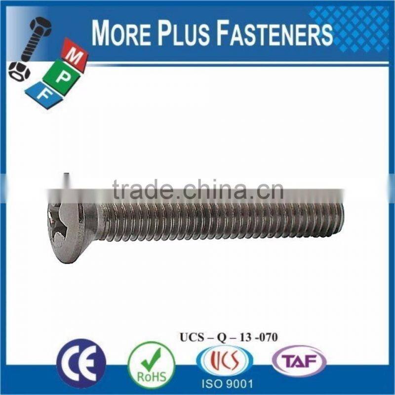 Made in Taiwan Stainless Steel Cross Raised Countersunk Head Machine Screw DIN 966 Carbon Steel