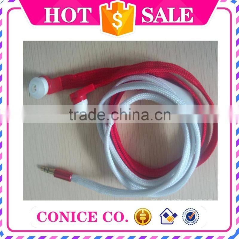 2015 most stylish top quality stereo sound shoelace earphone for wholesale