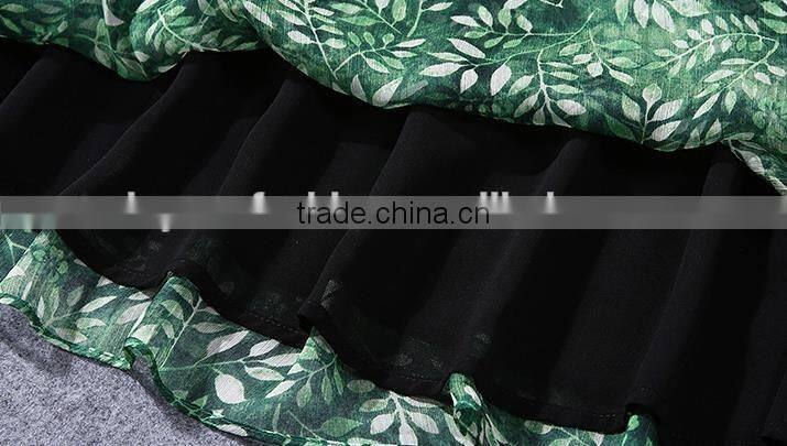 Ladies elegant party dress chiffon leaf bead loose prom dress 2017