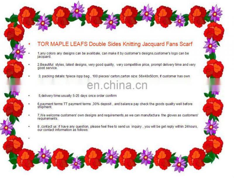 TOR MAPLE LEAFS Double Sides Knitting Jacquard Fans Scarf