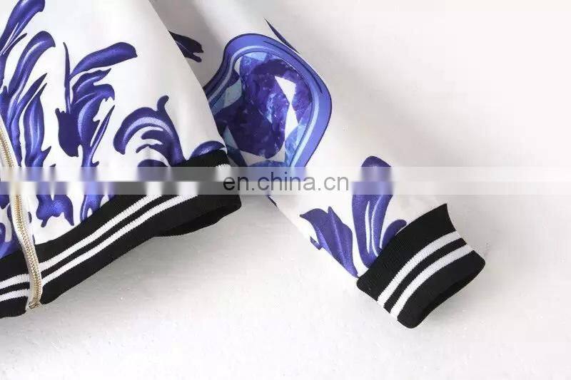 2015 Fashion dress autumn coat blue and white porcelain show thin two pieces dress ladies sportwear