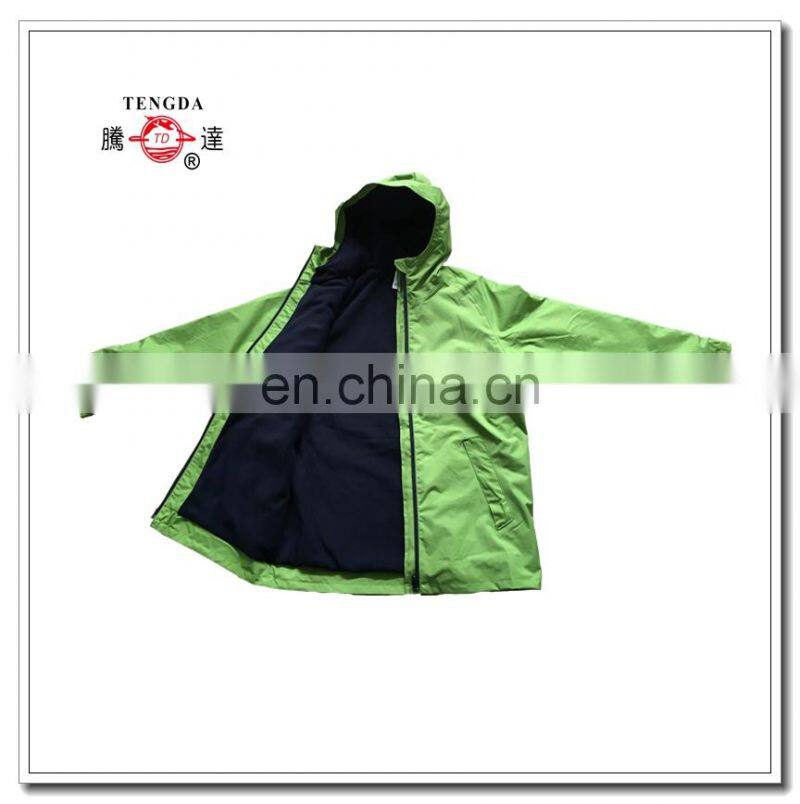 OEM factory nylon with PU coating children warm waterproof ourdoor jacket with fleece
