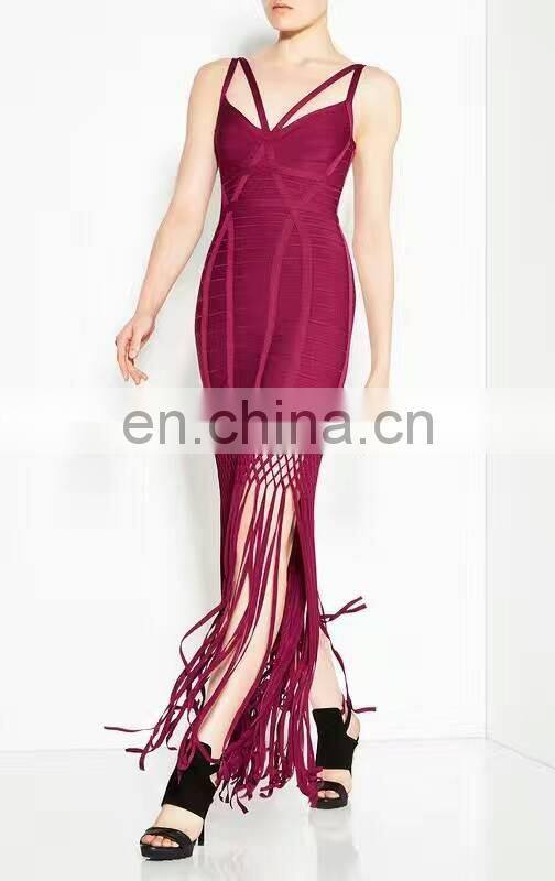 New Fashion Women Bandage Dress Mature Ladies Modest Sexy Tassel Dress