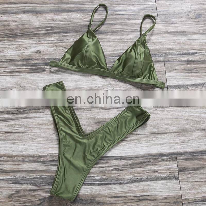 2019 Summer Swimwear Women Two Pieces Bikini Set Solid Padded Push Up Swimwear Swimsuit Pool badeanzug damen New Arrival
