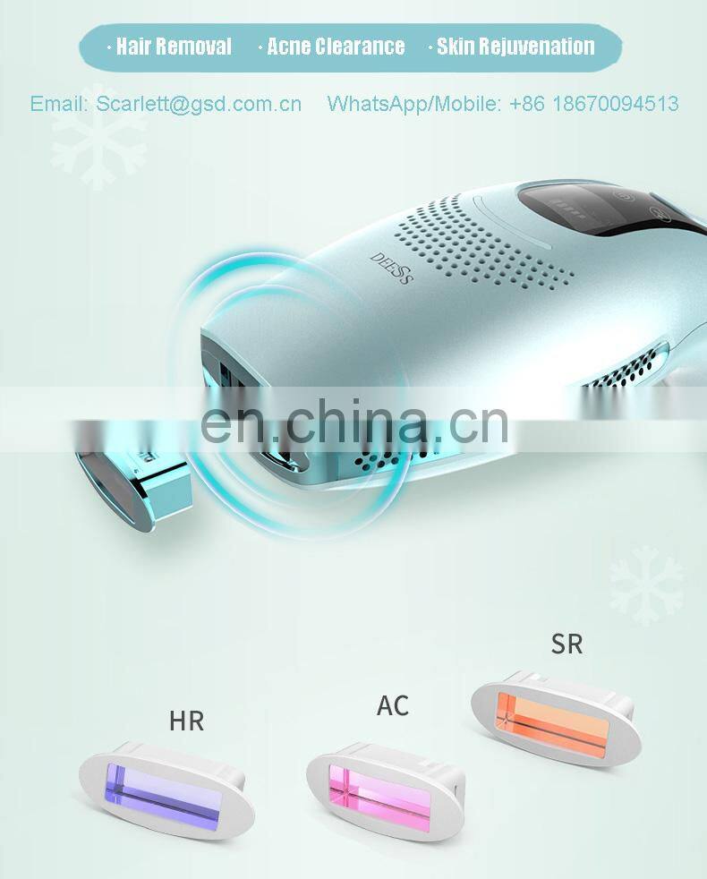 Ice cooling ipl hair removal home use 3 in 1 device changeable lamps unlimited shots DEESS