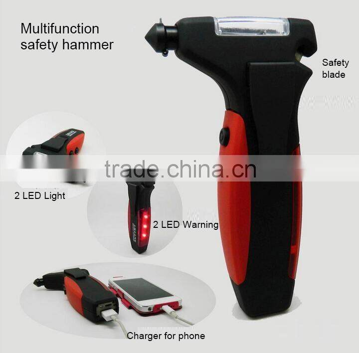 car safety hammer with phone charger and torch