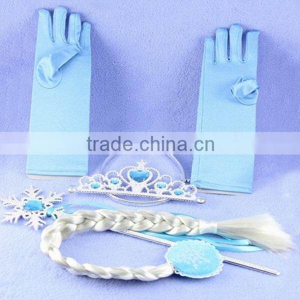 Queen Elsa Princess Anna Magic Wand + Rhinestone Tiaras + Hair Crown + Glove Girl Gift SET SU041
