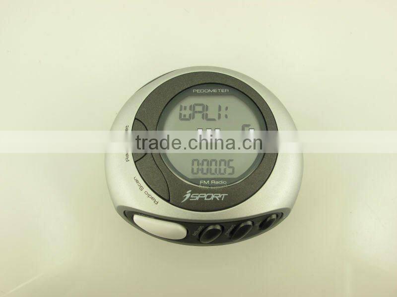 Pedometer With FM Scan Radio Alarm Stopwatch / Digital Pedometer