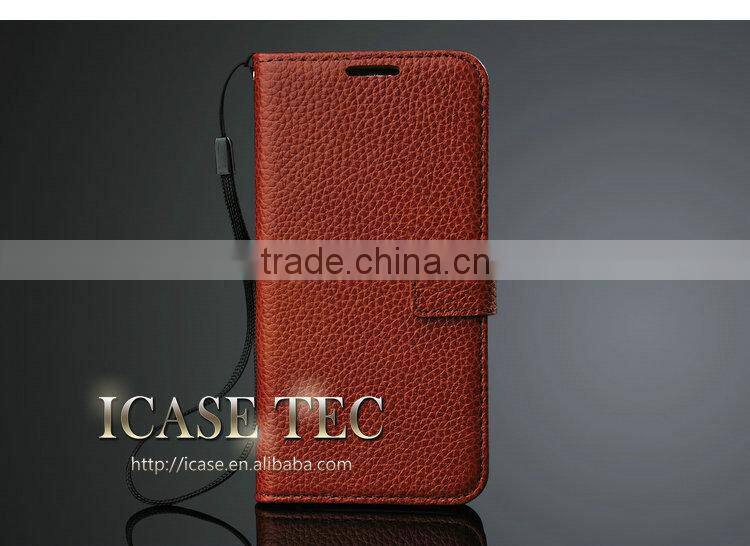 Cow Leather Slot Cover Case for Samsung S6 Wallet Flip Case