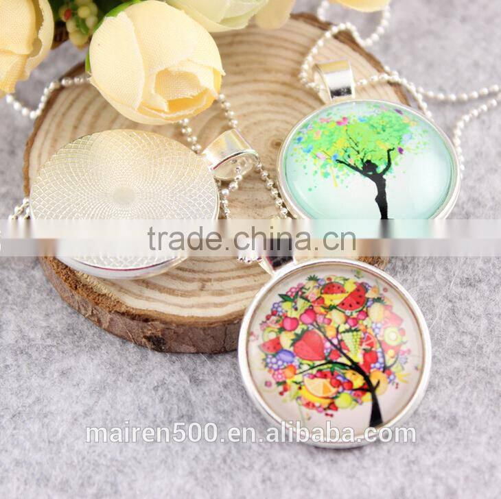 (tree) Time gemstone cabochon charm pendant necklace