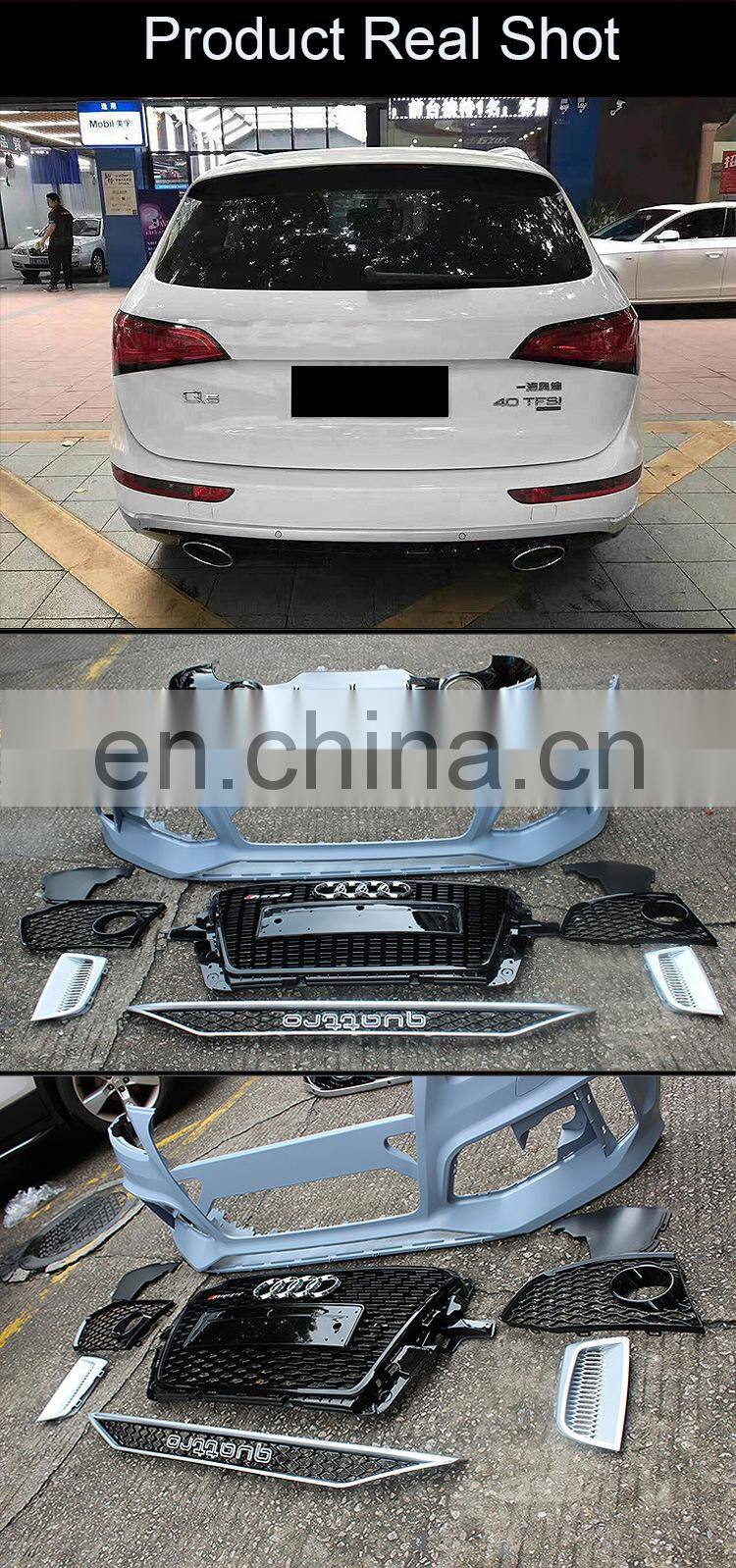 Runde Car Parts PP Material Auto Body Kit include front bumper grille rear lip For Audi Q5 Upgrade to RS Q5 Style body kit