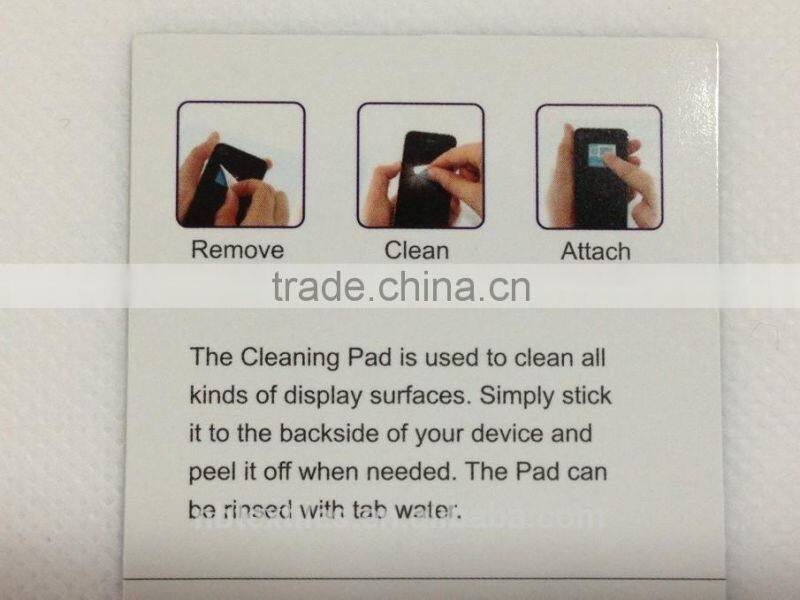 Sticky microfiber screen cleaner with business card