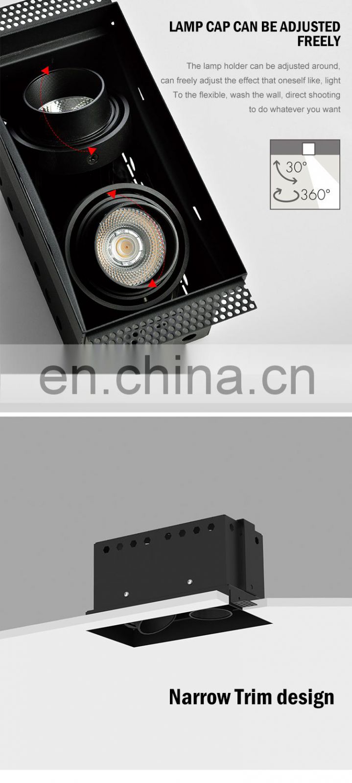 Commercial Recessed Spot Light Mount Aluminum IP20 10W COB Led Grille Light