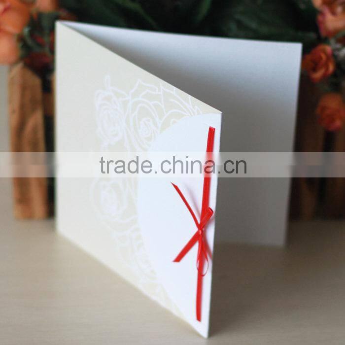 2015 Simple Handmade Nepali Paper Wedding Cards with bowknot