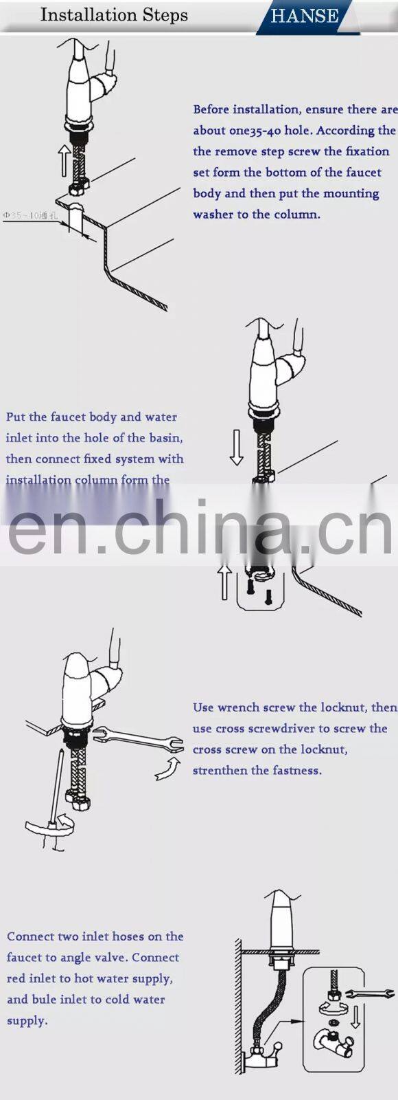 wenzhou 304 wire drawing cold and hot water tap faucet bathroom