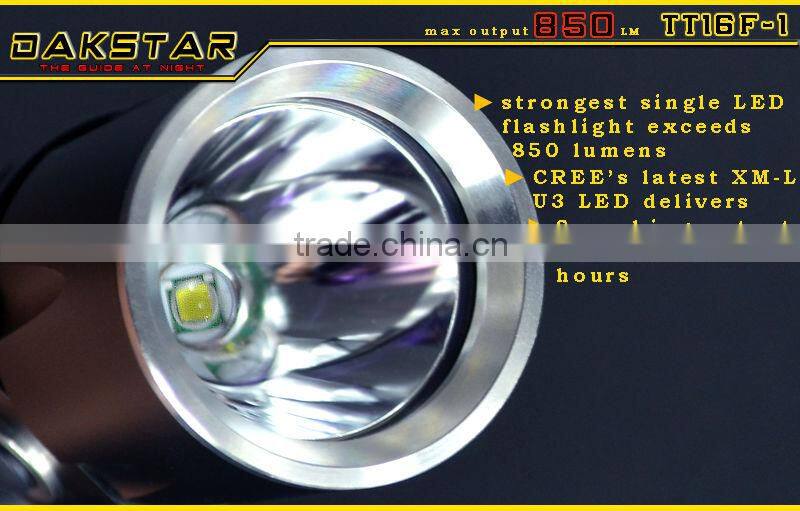 DAKSTAR TT16F-1 XM-L U2 850LM CREE LED 18650 Police Rechargeable Side Switch Stepless Diming Aluminum Tactical SWAT Flashlight