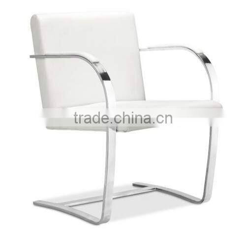 Replica graceful European Design stainless steel genuine leather Brno Chair byLudwing Mies Van der Rohe for office
