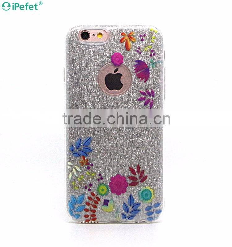 Hot selling flower pattern 3 in 1 design phone case for iPhone 6