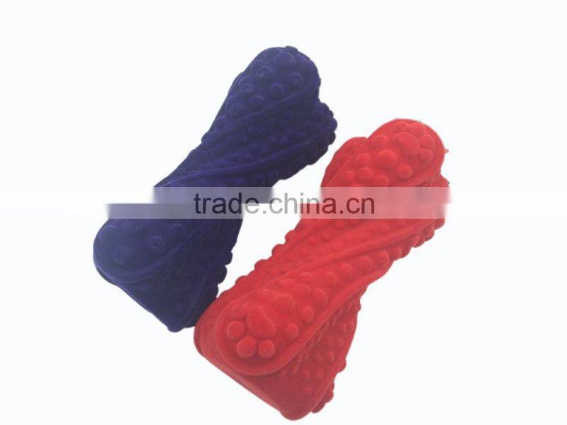 cheap bone shaped flocking vinyl pet dog squeaky chew toy