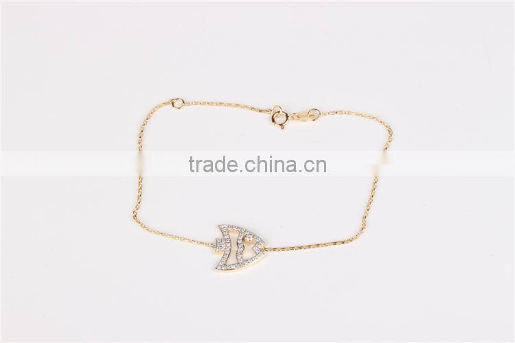 Lovely fish shape bracelet 925 cheap silver bracelet with CZ bracelet