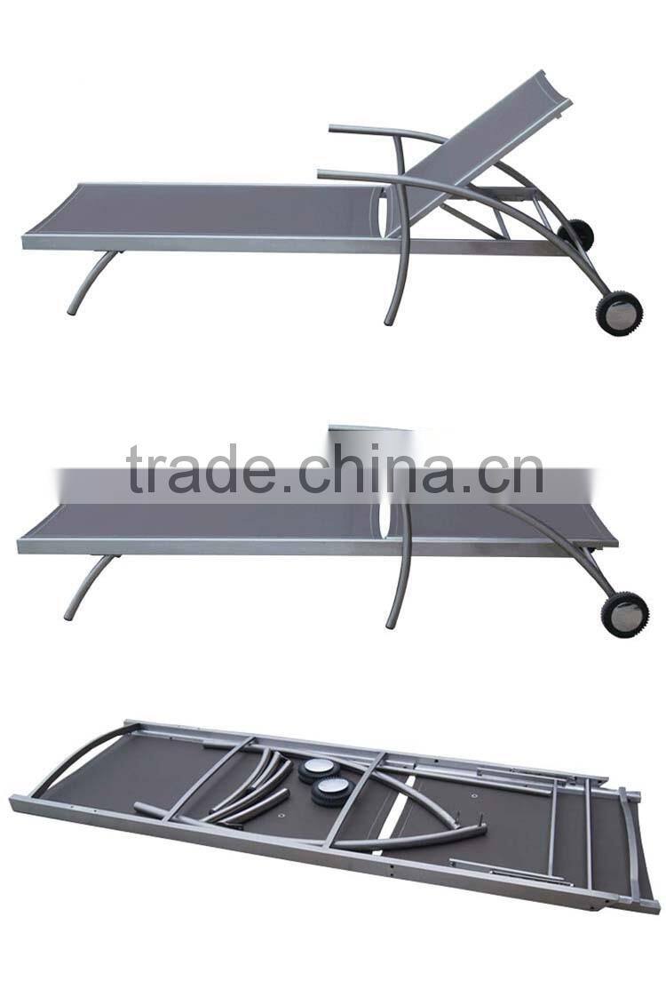 Outdoor Leisure Stainless Steel Mesh Lounge Chair Wheels Beach Hotel Pool Lounge Chair