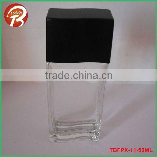 EMPTY 50ml RECTANGULAR PERFUME BOTTLE WITH UV SHOULDER PS CAPTBFPX-22