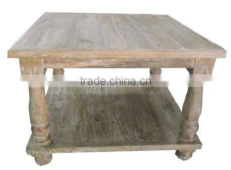Antique Solid Oak Wood Square Coffee Table
