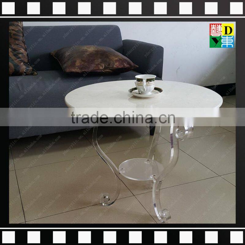 2016 Clear acrylic living room folding coffee table with glass or stone top For home and hotel and restaurant