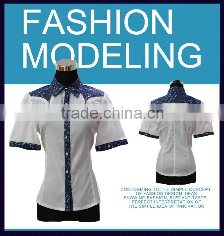 latest fashion short sleeve dress shirt white shirts for women