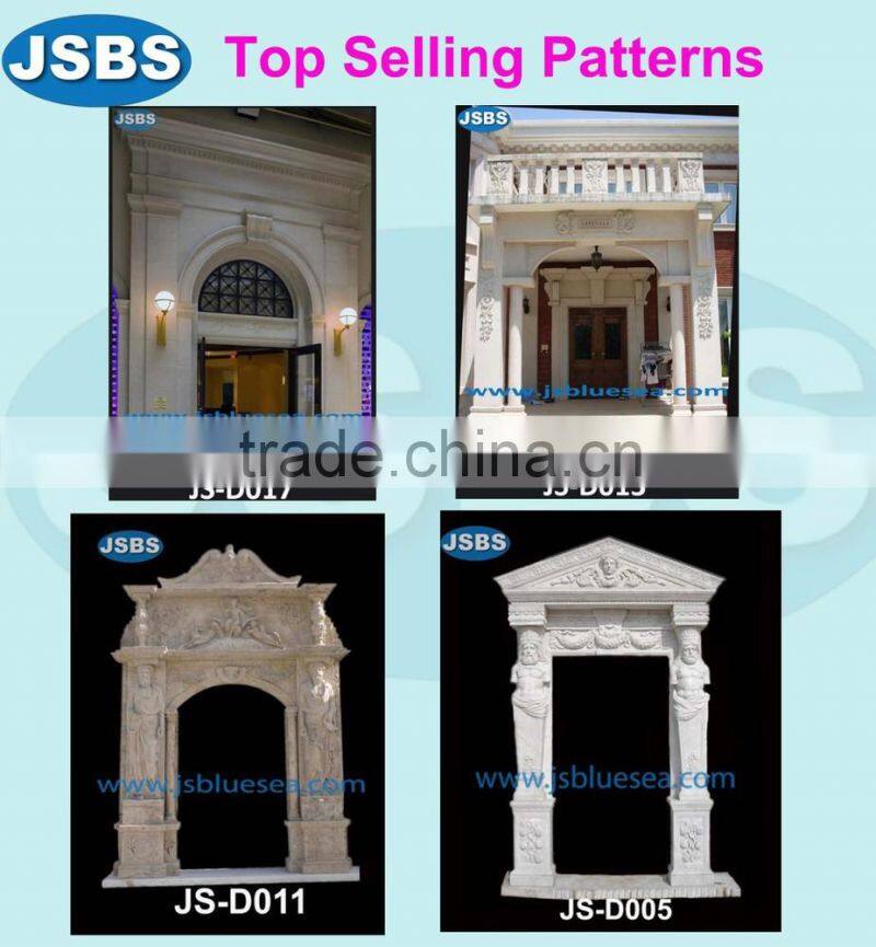 hand carved white marble front door framing