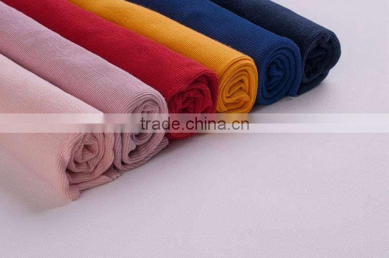 wholesale cotton knitted fabrics rib cuff dress fabric polyester stretch 2 * 2 round-rib fabric