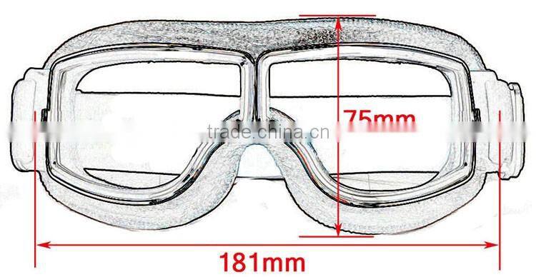 BJ-GT-011 New Arrival Adult Yellow Leather Goggles Glasses Vintage Motorcycle Helmet Eyewear