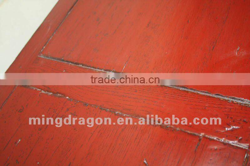 Chinese antique furniture red pine wood three drawer four door cabinet