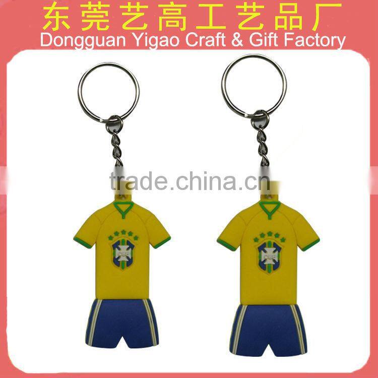 Rubber football shirt key chain/custom football shirt key ring