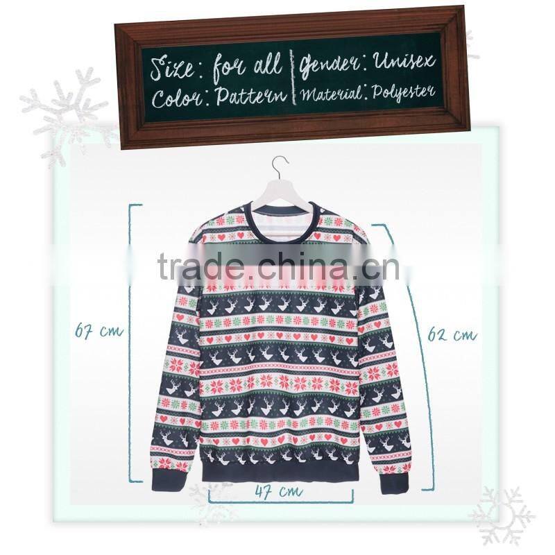 Xmas Online Shopping Digital Print Winter Deer Custom Hoodies