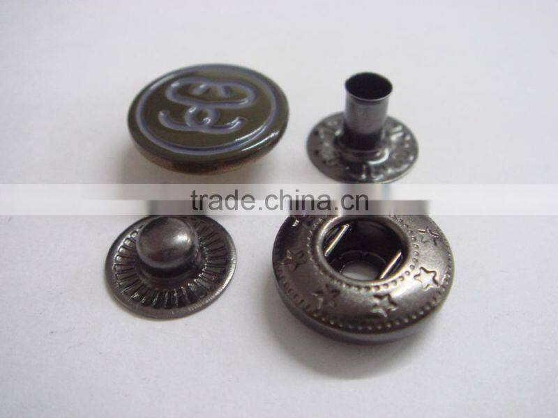 15mm washable eco-friendly metal brass 4 part press snap button
