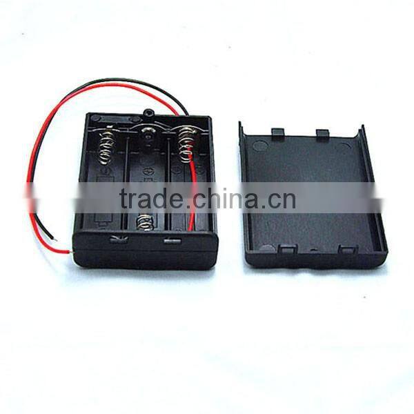 ON/OFF Switch Black 3 x 1.5V AA Batteries Holder Case Storage Box with lead wire