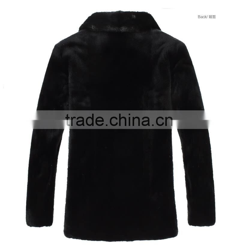 MK14014 men mink fur coat button closed
