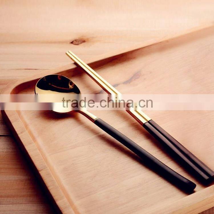 2016 New Korean Japanese 18/10 Gold Titanium Stainless Steel Firm Chopsticks