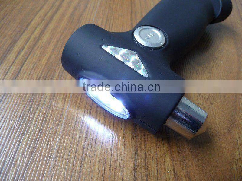 LED dynamo torch with car safety hammer