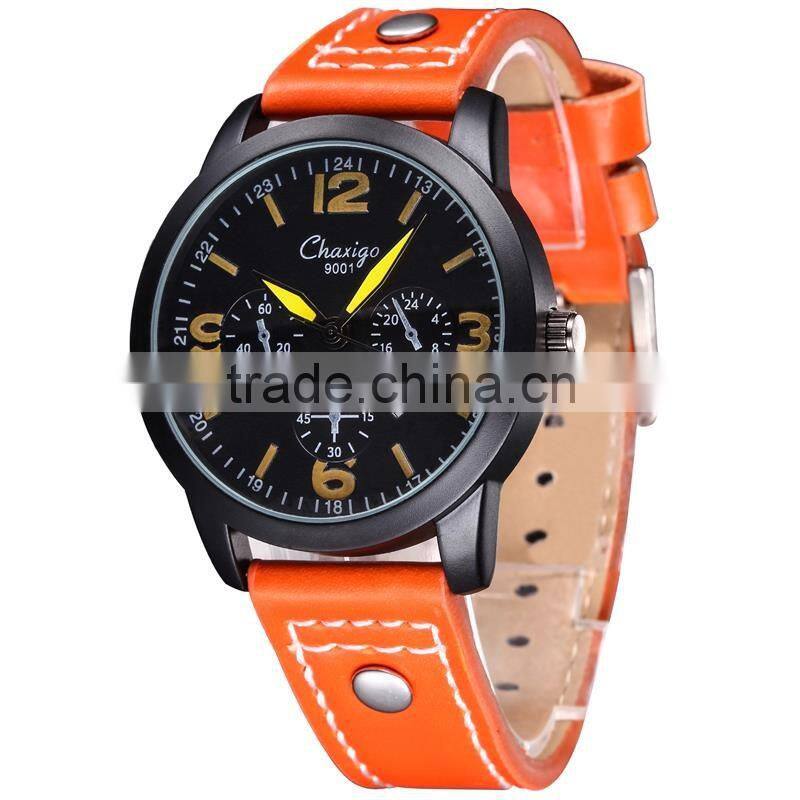 2016 chaxigo brand Fashion stylist Military Army Pilot leather Strap Sports Men's amy Watch
